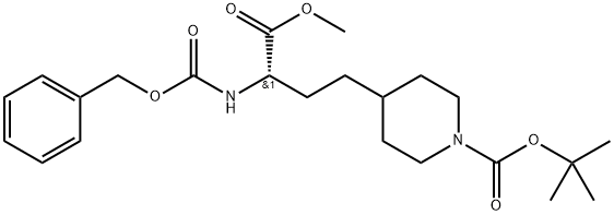 4-Piperidinebutanoic acid, 1-[(1,1-dimethylethoxy)carbonyl]-α-[[(phenylmethoxy)carbonyl]amino]-, methyl ester, (αS)- Structure