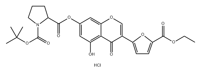 1-O-tert-butyl 2-O-[3-(5-ethoxycarbonylfuran-2-yl)-5-hydroxy-4-oxochromen-7-yl] pyrrolidine-1,2-dicarboxylate hydrochloride Structure