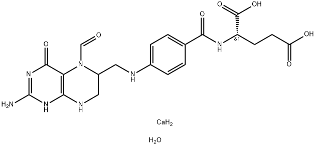 L-Glutamic acid, N-[4-[[(2-amino-5-formyl-3,4,5,6,7,8-hexahydro-4-oxo-6-pteridinyl)methyl]amino]benzoyl]-, calcium salt, hydrate (1:1:1) Structure