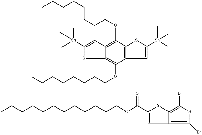 Poly[4,6-(dodecyl-thieno[3,4 -b ]thiophene-2-carboxylate)-alt-2,6- (4,8-dioctoxylbenzo[1, 2-b:4,5-b]dithiophene)] 구조식 이미지