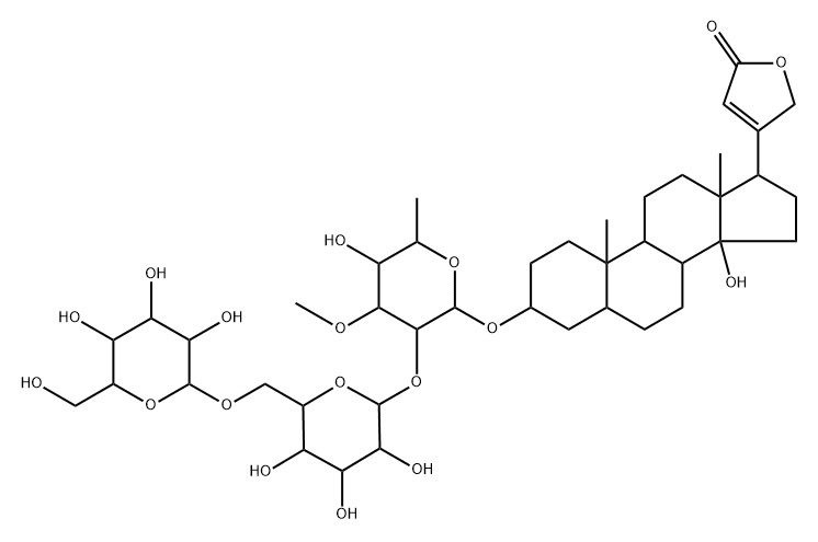 3β-[[2-O-(6-O-β-D-Glucopyranosyl-β-D-glucopyranosyl)-6-deoxy-3-O-methyl-α-L-glucopyranosyl]oxy]-14-hydroxy-5β,14β-card-20(22)-enolide Structure