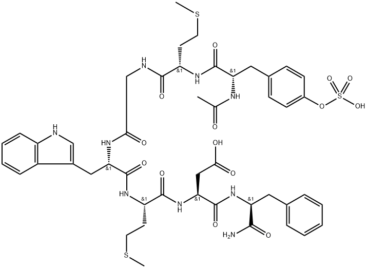 Ac-Tyr(SO3H)-Met-Gly-Trp-Met-Asp-Phe-NH2 구조식 이미지