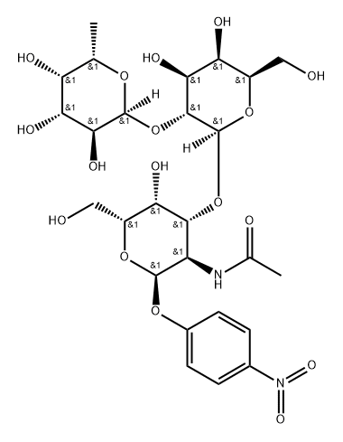 4-Nitrophenyl O-6-deoxy-alpha-L-galactopyranosyl-(1-2)-O-beta-D-galactopyranosyl-(1-3)-2-(acetylamino)-2-deoxy-alpha-D-galactopyranoside 구조식 이미지