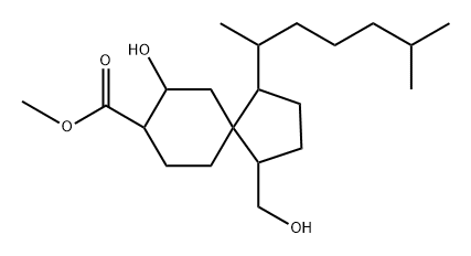 Spiro[4.5]decane-8-carboxylic acid, 1-(1,5-dimethylhexyl)-7-hydroxy-4-(hydroxymethyl)-, methyl ester, [1R-[1α(R*),4β,5β(7S*,8S*)]]- (9CI) Structure