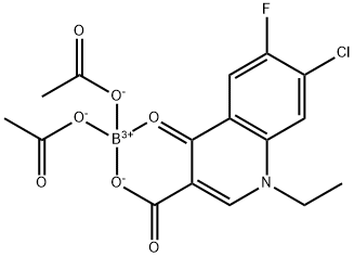 Boron, bis(acetato-κO)[7-chloro-1-ethyl-6-fluoro-1,4-dihydro-4-(oxo-κO)-3-quinolinecarboxylato-κO3]-, (T-4)- Structure