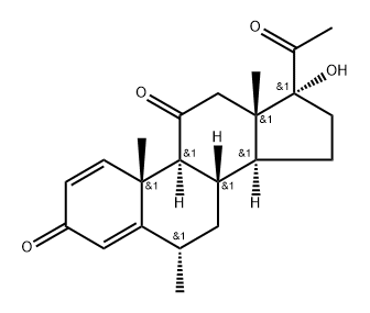 Pregna-1,4-diene-3,11,20-trione, 17-hydroxy-6-methyl-, (6α)- Structure