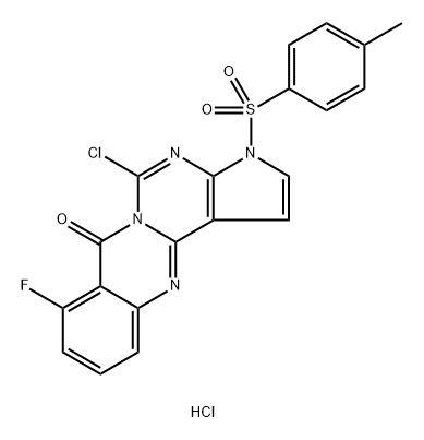 Pyrrolo[2',3':4,5]pyrimido[6,1-b]quinazolin-7(3H)-one, 5-chloro-8-fluoro-3-[(4-methylphenyl)sulfonyl]-, hydrochloride (1:1) Structure