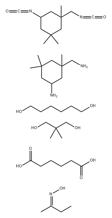 Hexanedioic acid, polymer with 5-amino-1,3,3-trimethylcyclohexanemethanamine, 2,2-dimethyl-1,3-propanediol, 1,6-hexanediol and 5-isocyanato-1-(isocyanatomethyl) -1,3,3-trimethylcyclohexane, Me Et ketone oxime-blocked Structure