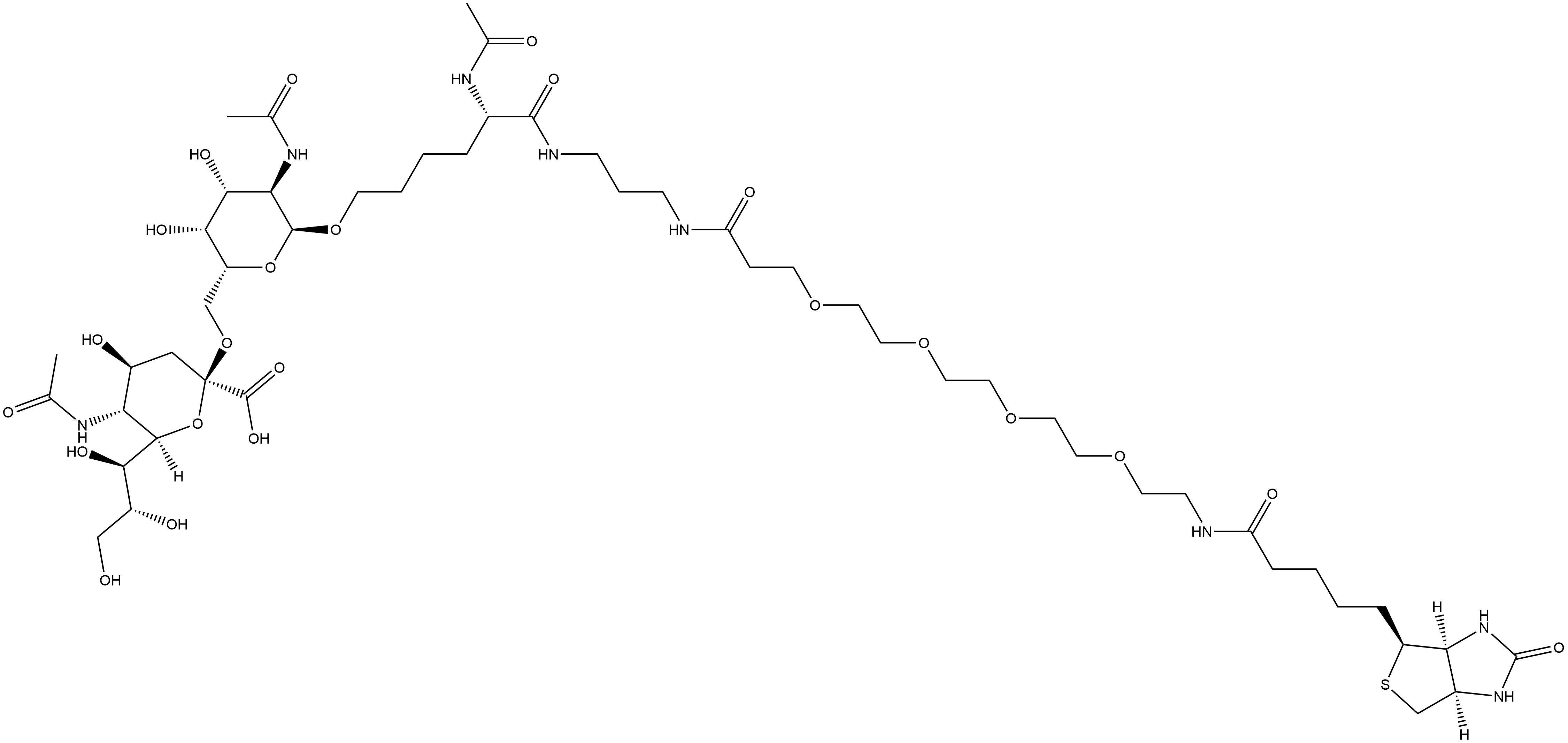 (3aS,4S,6aR)-N-[(22S)-22-(Acetylamino)-26-[[2-(acetylamino)-6-O-(N-acetyl-α-neuraminosyl)-2-deoxy-α-D-galactopyranosyl]oxy]-15,21-dioxo-3,6,9,12-tetraoxa-16,20-diazahexacos-1-yl]hexahydro-2-oxo-1H-thieno[3,4-d]imidazole-4-pentanamide Structure