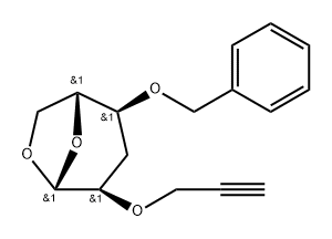 .beta.-D-ribo-Hexopyranose, 1,6-anhydro-3-deoxy-4-O-(phenylmethyl)-2-O-2-propynyl- Structure