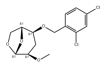 .beta.-D-ribo-Hexopyranose, 1,6-anhydro-3-deoxy-4-O-(2,4-dichlorophenyl)methyl-2-O-methyl- Structure