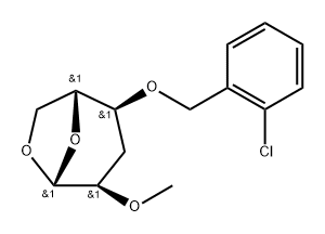 .beta.-D-ribo-Hexopyranose, 1,6-anhydro-4-O-(2-chlorophenyl)methyl-3-deoxy-2-O-methyl- 구조식 이미지