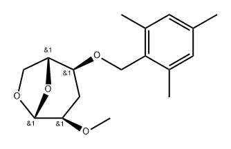 .beta.-D-ribo-Hexopyranose, 1,6-anhydro-3-deoxy-2-O-methyl-4-O-(2,4,6-trimethylphenyl)methyl- Structure