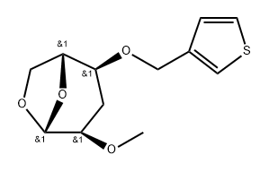 .beta.-D-ribo-Hexopyranose, 1,6-anhydro-3-deoxy-2-O-methyl-4-O-(3-thienylmethyl)- 구조식 이미지