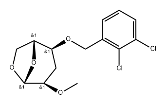 .beta.-D-ribo-Hexopyranose, 1,6-anhydro-3-deoxy-4-O-(2,3-dichlorophenyl)methyl-2-O-methyl- 구조식 이미지
