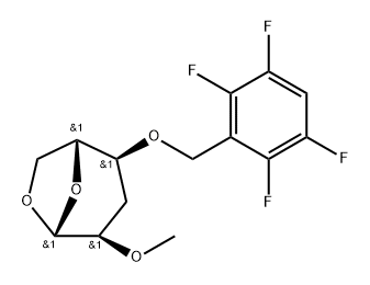 .beta.-D-ribo-Hexopyranose, 1,6-anhydro-3-deoxy-2-O-methyl-4-O-(2,3,5,6-tetrafluorophenyl)methyl- Structure