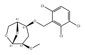 .beta.-D-ribo-Hexopyranose, 1,6-anhydro-3-deoxy-2-O-methyl-4-O-(2,3,6-trichlorophenyl)methyl- Structure