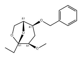 .beta.-D-ribo-3-Octulopyranose, 3,8-anhydro-1,2,5-trideoxy-4-O-methyl-6-O-(phenylmethyl)- Structure