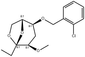 .beta.-D-ribo-3-Octulopyranose, 3,8-anhydro-6-O-(2-chlorophenyl)methyl-1,2,5-trideoxy-4-O-methyl- 구조식 이미지