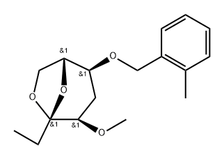 .beta.-D-ribo-3-Octulopyranose, 3,8-anhydro-1,2,5-trideoxy-4-O-methyl-6-O-(2-methylphenyl)methyl- Structure