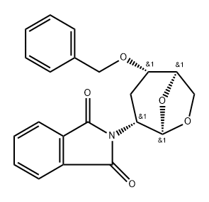 .beta.-D-ribo-Hexopyranose, 1,6-anhydro-2,3-dideoxy-2-(1,3-dihydro-1,3-dioxo-2H-isoindol-2-yl)-4-O-(phenylmethyl)- Structure