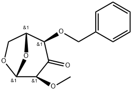 .beta.-D-ribo-Hexopyranos-3-ulose, 1,6-anhydro-2-O-methyl-4-O-(phenylmethyl)- Structure