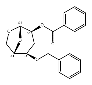 .beta.-L-ribo-Hexopyranose, 1,6-anhydro-3-deoxy-4-O-(phenylmethyl)-, benzoate Structure