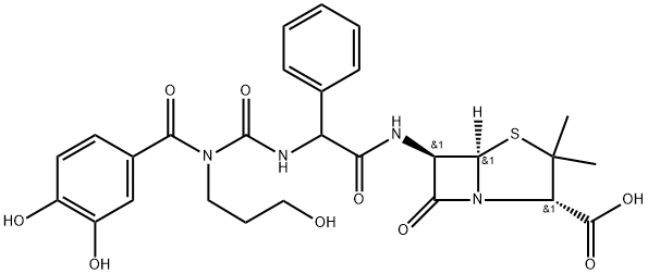 (2S,5R,6R)-6α-[[[[[(3,4-Dihydroxybenzoyl)(3-hydroxypropyl)amino]carbonyl]amino](phenyl)acetyl]amino]-3,3-dimethyl-7-oxo-4-thia-1-azabicyclo[3.2.0]heptane-2β-carboxylic acid 구조식 이미지