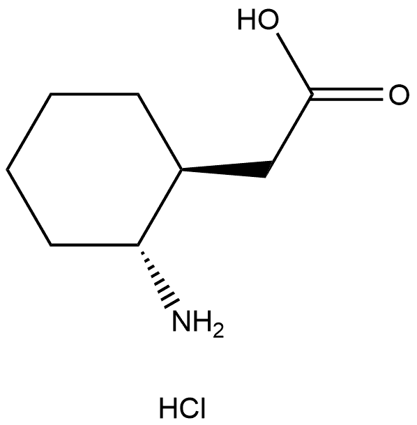 Cyclohexaneacetic acid, 2-amino-, hydrochloride (1:1), (1S,2R)- Structure