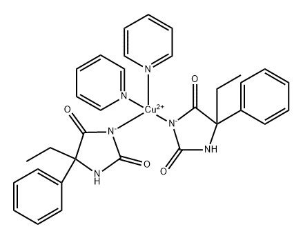 bis(5-ethyl-5-phenylhydantoin)bispyridine Cu(II) 구조식 이미지