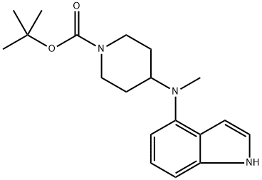 4-[N-methyl-N-(1-t-butyloxycarbonylpiperidin-4-yl)]amino-1H-indole Structure