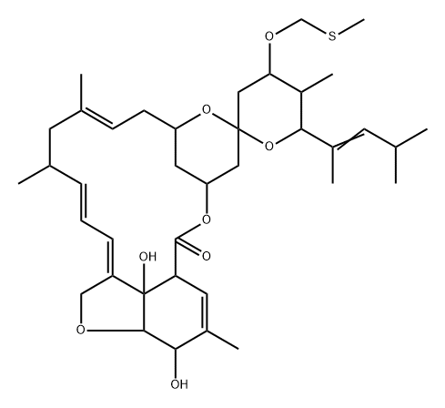 Milbemycin B, 5-O-demethyl-28-deoxy-25-(1,3-dimethyl-1-butenyl)-6,28-epoxy-23-[(methylthio)methoxy]-, [6R,23S,25S(E)]- (9CI) 구조식 이미지