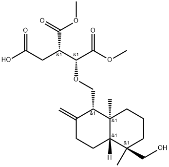 L-threo-Pentaric acid, 2-O-[[(1S,4aR,5R,8aS)-decahydro-5-(hydroxymethyl)-5,8a-dimethyl-2-methylene-1-naphthalenyl]methyl]-3,4-dideoxy-3-(methoxycarbonyl)-, 1-methyl ester Structure