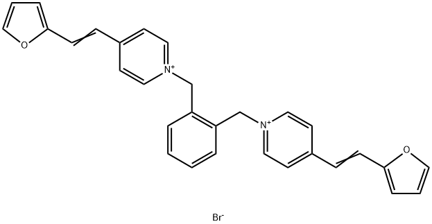 Pyridinium, 1,1'-[1,2-phenylenebis(methylene)]bis[4-[2-(2-furanyl)ethenyl]-, dibromide (9CI) 구조식 이미지