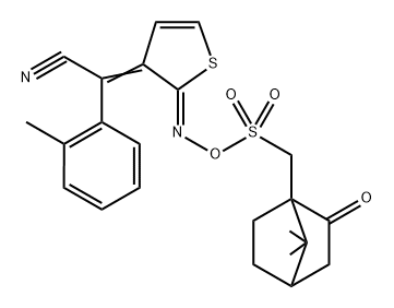 (Z)-2-((Z)-2-((((((1R,4R)-7,7-dimethyl-2-oxobicyclo[2.2.1]heptan-1-yl)methyl)sulfonyl)oxy)imino)thiophen-3(2H)-ylidene)-2-(o-tolyl)acetonitrile Structure