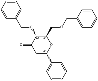 (2R,3R,6S)-3-(benzyloxy)-2-(benzyloxymethyl)-6-phenyldihydro-2H-pyran-4(3H)-one Structure