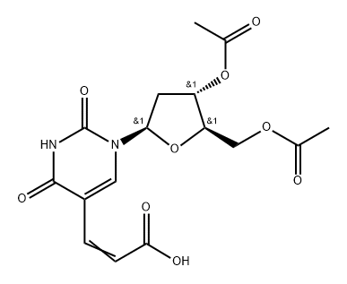 2-Propenoic acid, 3-[1-(3,5-di-O-acetyl-2-deoxy-β-D-erythro-pentofuranosyl)-1,2,3,4-tetrahydro-2,4-dioxo-5-pyrimidinyl]- Structure