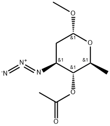 2H-Pyran-3-ol, 4-azidotetrahydro-6-methoxy-2-methyl-, 3-acetate, (2S,3R,4S,6R)- 구조식 이미지