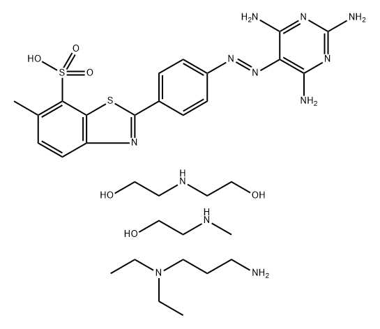 7-Benzothiazolesulfonic acid, 6-methyl-2-4-(2,4,6-triamino-5-pyrimidinyl)azophenyl-, compd. with N,N-diethyl-1,3-propanediamine and 2,2-iminobisethanol and 2-(methylamino)ethanol Structure