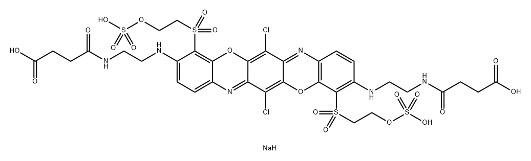 4,4'-[[6,13-Dichloro-4,11-bis[[2-(sulfooxy)ethyl]sulfonyl]-3,10-triphenodioxazine diyl]bis(imino-2,1-ethanediylimino)]bis [4-oxo-butanoic acid], tetrasodium salt Structure