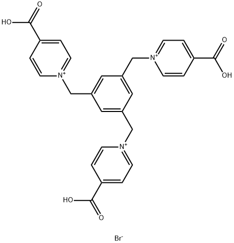 Pyridinium, 1,1',1''-[1,3,5-benzenetriyltris(methylene)]tris[4-carboxy-, bromide (1:3) Structure