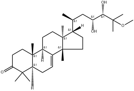 (23R,24S)-23,24-Dihydroxy-25-methoxy-5α-tirucall-7-en-3-one 구조식 이미지