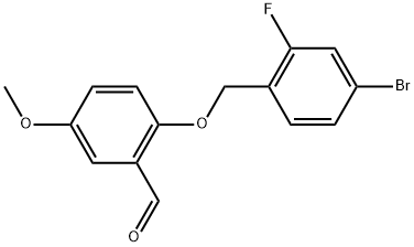 Benzaldehyde, 2-[(4-bromo-2-fluorophenyl)methoxy]-5-methoxy- Structure