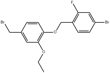 Benzene, 4-bromo-1-[[4-(bromomethyl)-2-ethoxyphenoxy]methyl]-2-fluoro- Structure