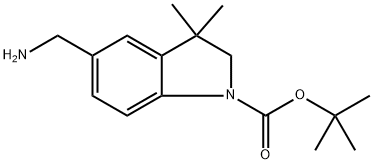 tert-Butyl 5-(aminomethyl)-3,3-dimethylindoline-1-carboxylate Structure