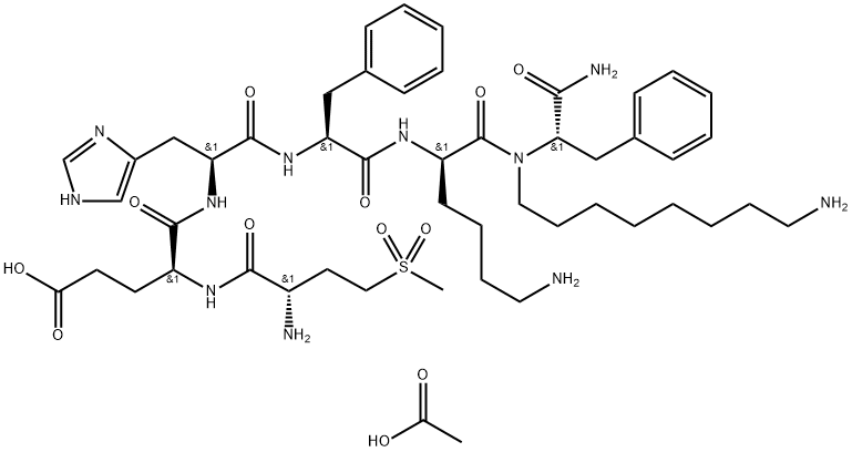 L-Phenylalaninamide, (2S)-2-amino-4-(methylsulfonyl)butanoyl-L-α-glutamyl-L-histidyl-L-phenylalanyl-D-lysyl-Nα-(8-aminooctyl)-, triacetate (9CI) Structure