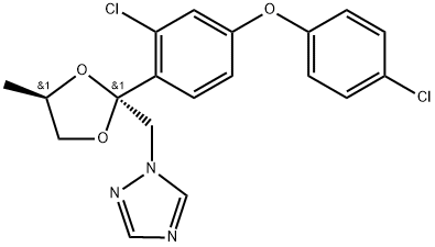 1H-1,2,4-Triazole, 1-[[(2R,4R)-2-[2-chloro-4-(4-chlorophenoxy)phenyl]-4-methyl-1,3-dioxolan-2-yl]methyl]- Structure