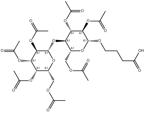 3-carboxypropyl O-(2,3,4,6-tetra-O-acetyl-β-D-galactopyranosyl)-(1->4)-2,3,6-tri-O-acetyl-β-D-glucopyranoside Structure