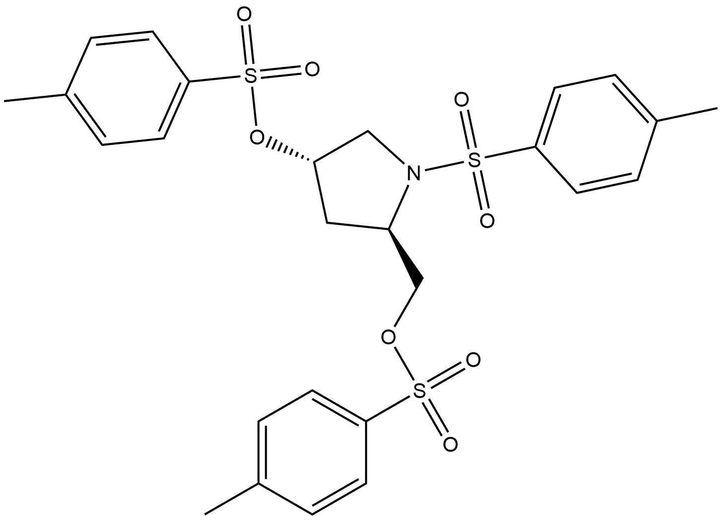 2-Pyrrolidinemethanol, 1-[(4-methylphenyl)sulfonyl]-4-[[(4-methylphenyl)sulfonyl]oxy]-, 2-(4-methylbenzenesulfonate), (2R,4S)- Structure