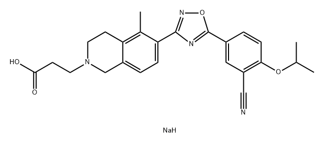 2(1H)-Isoquinolinepropanoic acid,6-[5-[3-cyano-4-(1-Methylethoxy)phenyl]-1,2,4-oxadiazol-3-yl]-3,4-dihydro-5-Methyl-,sodiuM salt(1:1) 구조식 이미지